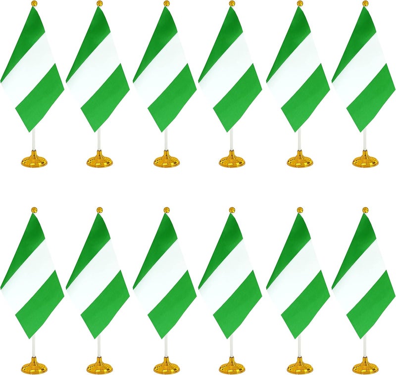 WXTWK 12 Pack Nigeria Flag Nigerian Desk Flag Small Mini Nigerian Table Flags With Stand Base,Home Office Festival Events Celebration Decorations - Image 1